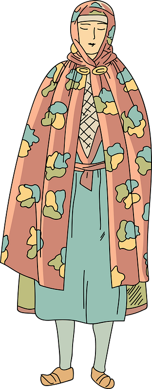 Scandinavian woman wearing national mantle
