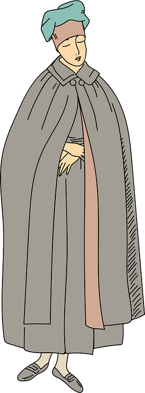 Widow in mourning wearing mantle