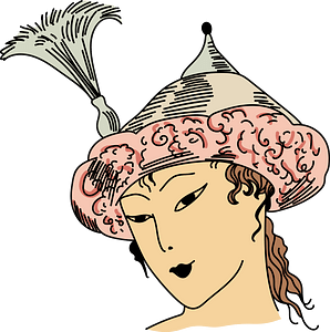Persian  Pointed turban with egret turned up brim