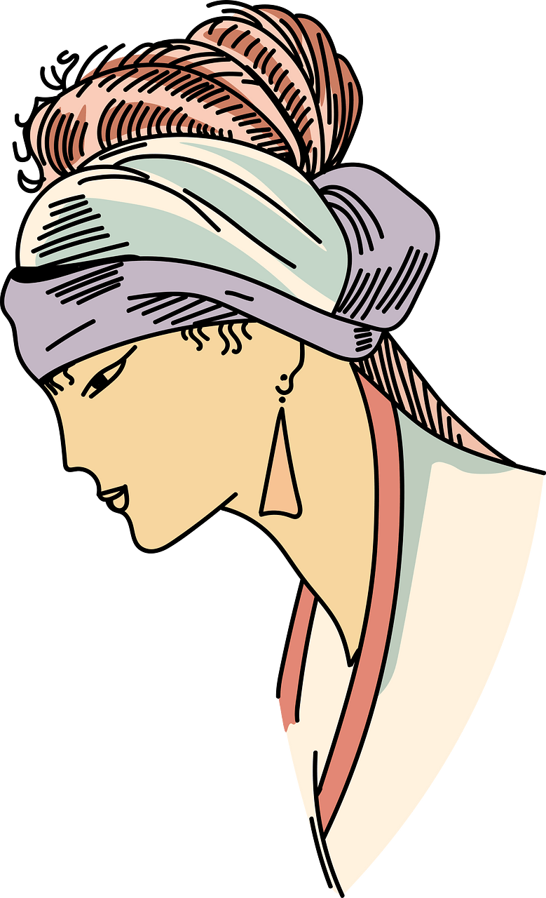 Persian Turban with brim rolled up at back garnished with ostrich feathers