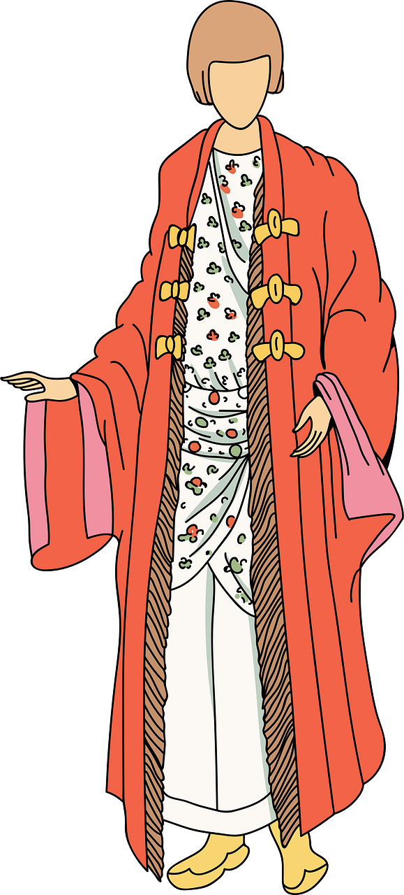From a Beyegetin costume. Deep red dress ornamented with chestnut fringe and white flowered underdress