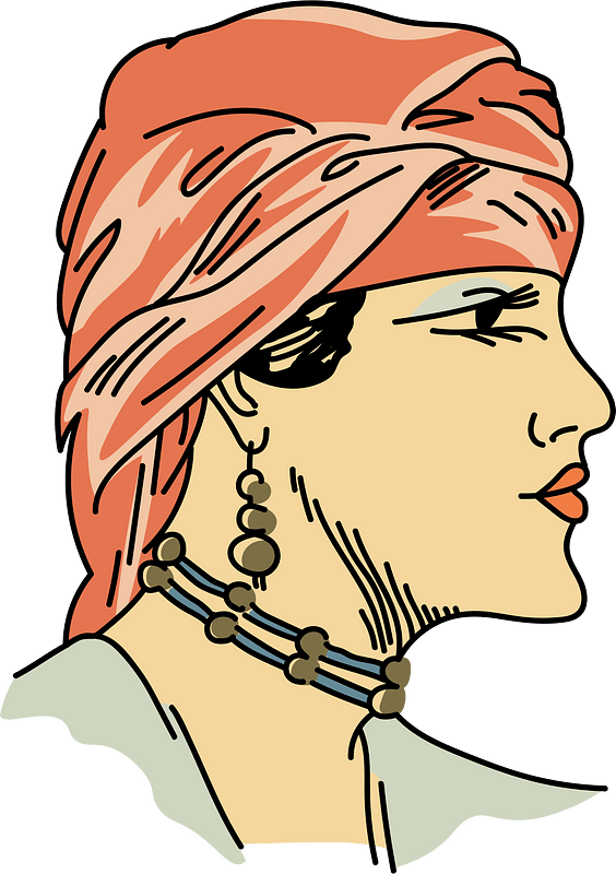 Young fellah woman wearing a red veil rolled up on the head and hadging down the neck