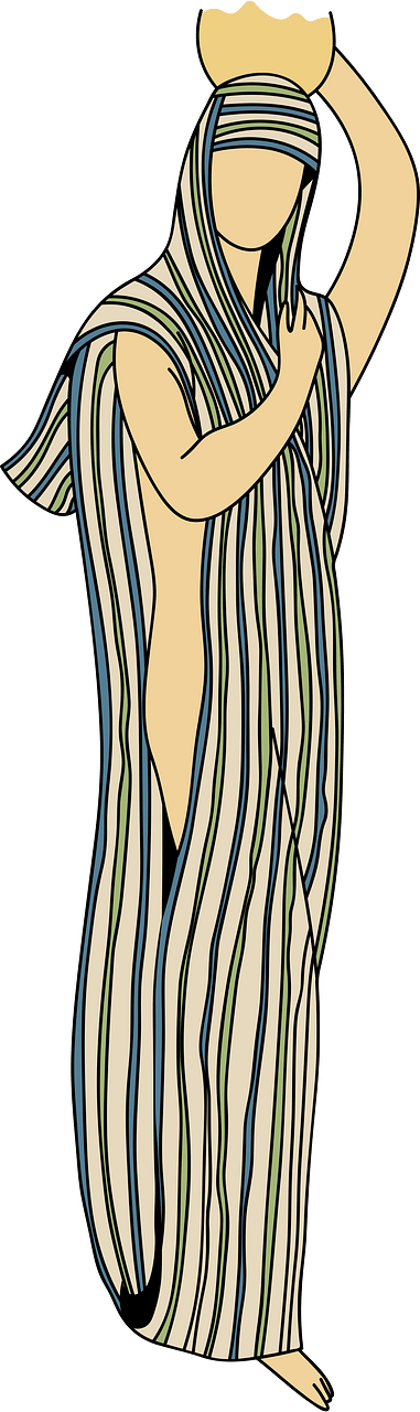 Great striped unending drapery covering the woman