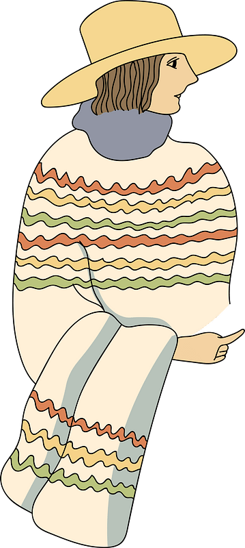Two striped punchoes worn by Mexican woman