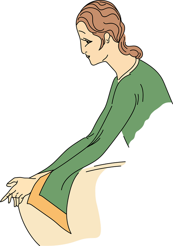 Hindu woman with long sleeve. Tight at the top and cut out into form and points at the bottom