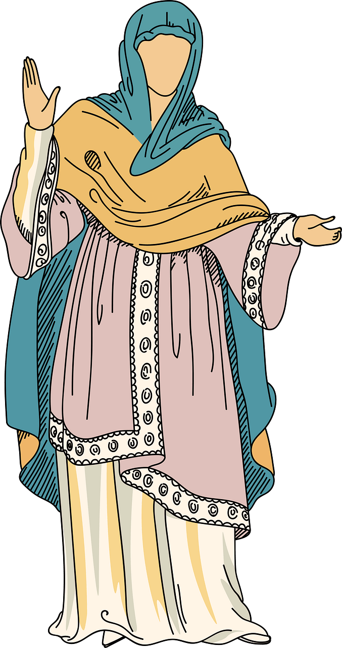 Anglo-Saxon lady wearing Skirt with long tunic covered with sleeveless mantle