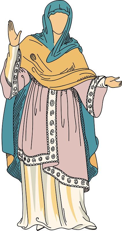 Anglo-Saxon lady wearing Skirt with long tunic covered with sleeveless mantle