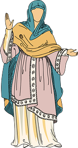 Anglo-Saxon lady wearing Skirt with long tunic covered with sleeveless mantle