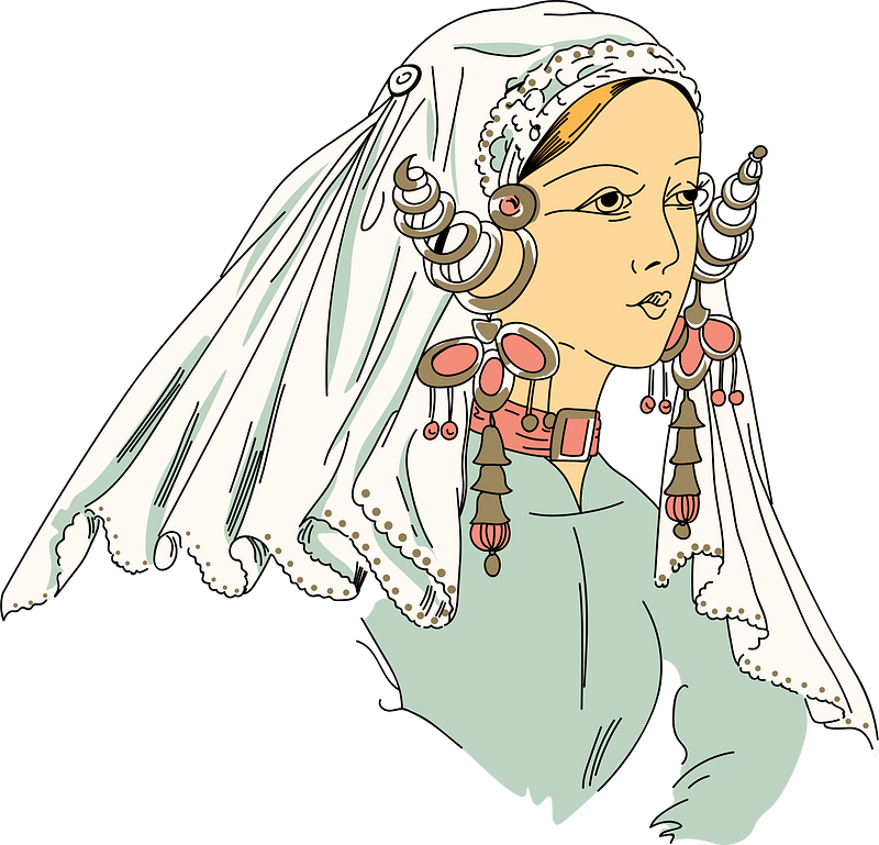 Netherlander in her Sunday headgear veiling her headdress and showing well her forehead