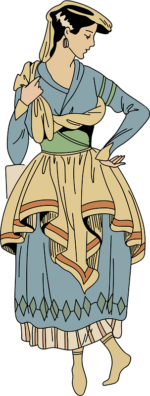 Woman from Italy wearing traditional dress with a double skirt