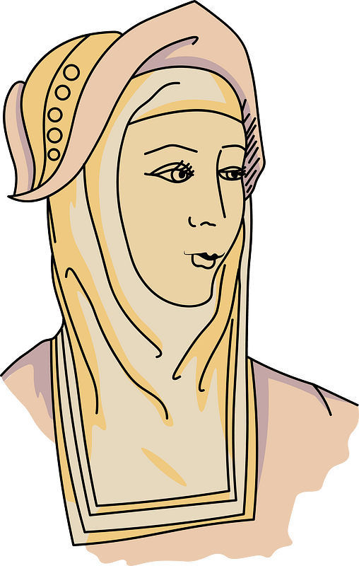 Headdress of a fishwife positioned far in rear on the head and falling down the back