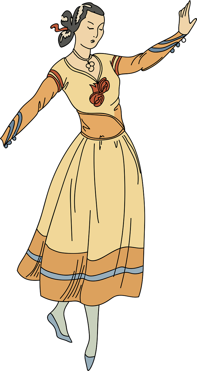Woman wearing Spanish traditional dress with tight fitting bodice