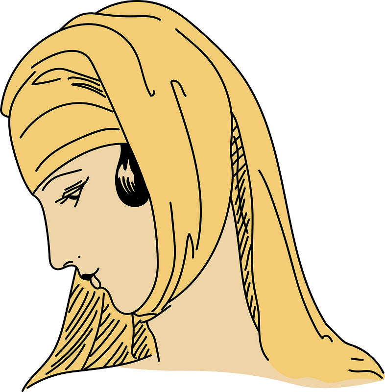 Bono headdress (Sardinia). Draped neckerchief passing under the chin and falling down behind