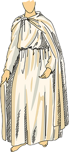 Cloak of a Druidess held at the shoulder by an uncut stone