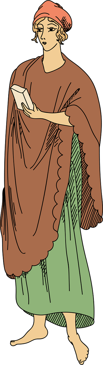 Woman of Metz. Draped sleeveless cloak with indented edges