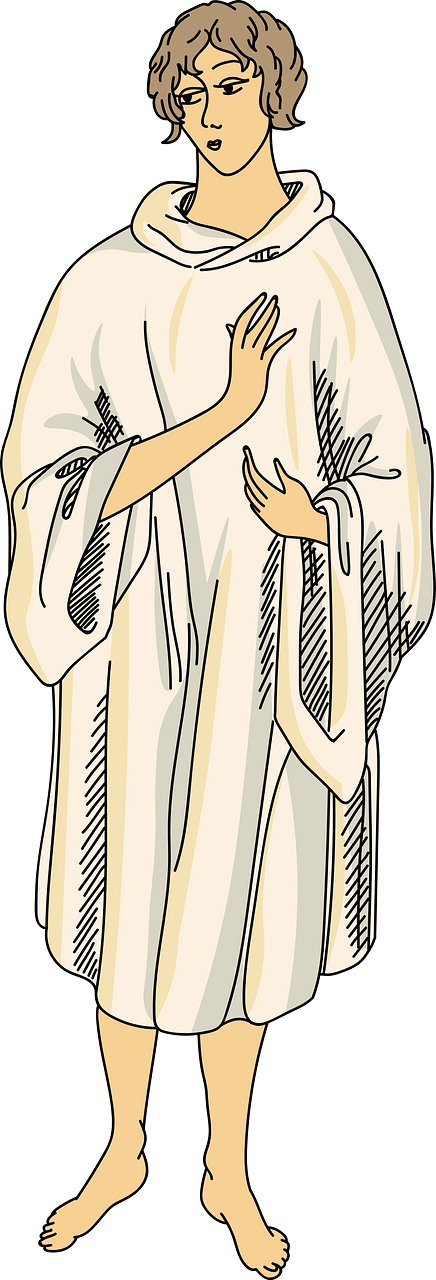 Cloak of a Druidess with large sleeves and a slit for neck-opening