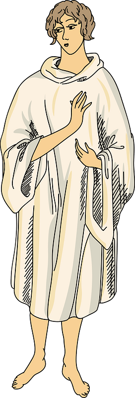 Cloak of a Druidess with large sleeves and a slit for neck-opening