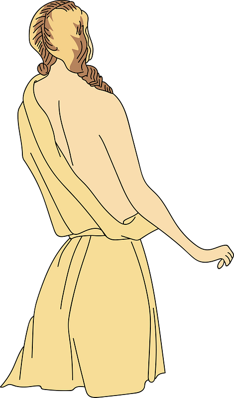 Gallic Tunic draped over one shoulder and held at the waist by a gold girdle