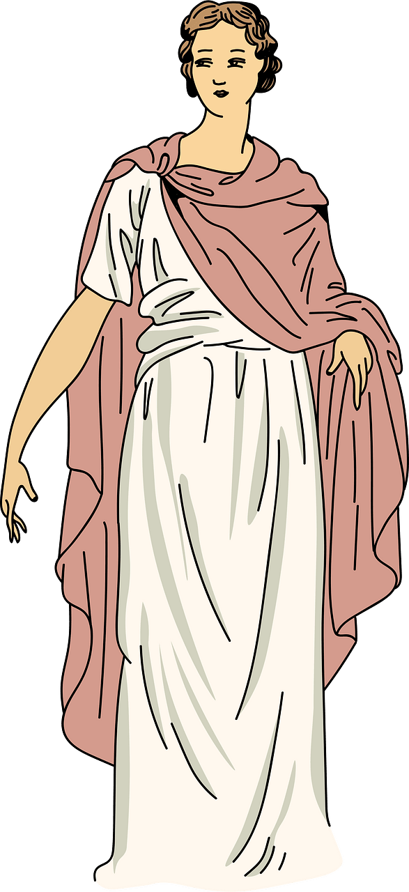 Short cloak fastened on the right side falling lower behind than in front