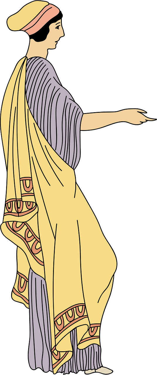 Etruscan gown covered with pastel tunic
