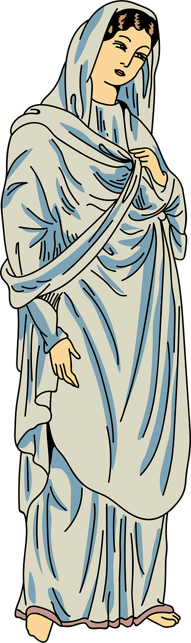Cloak covering the head. Rolled round the arm so draped as to fall to the hem of the robe