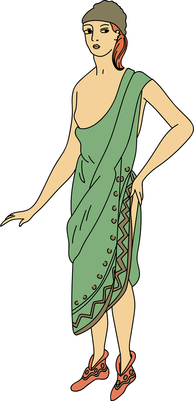 Gown almost of Assyrian inspiration