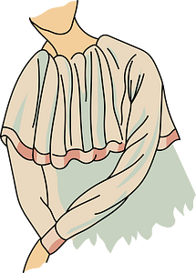 Women of Germania. Silver grey collarette trimmed with cerise