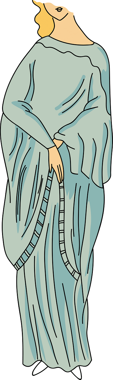 From the preaching of the Gospel to the days of the Franks and Huns. Costume of a Gallic lady or Cimbrian captive. Bright blue robe with loose folds