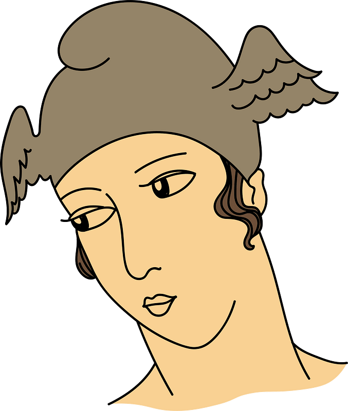 Etruscan lady wearing helmet with gold wings