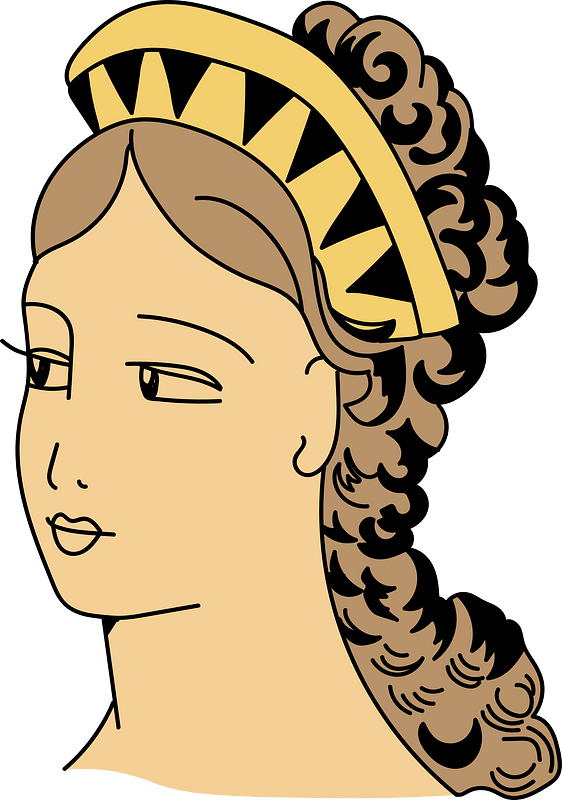 Headdress of a Roman lady. A kind of gold tiara encrusted with black pointed teeth