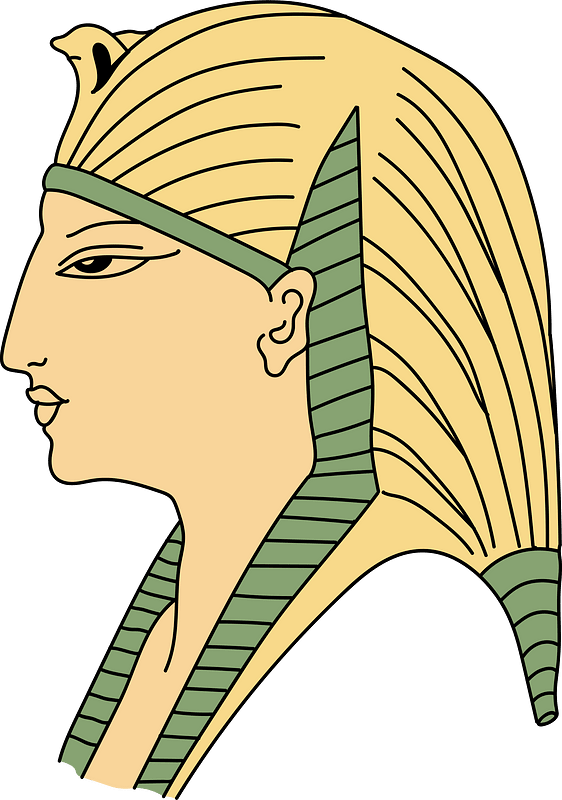 Ancient Egyptian Coiffure of Queen Ameritis (25th. dynasty). Green-blue and brown