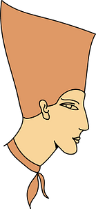 Ancient Egyptian very high-crowned hat. Red ochre