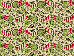 Design based on round green and red vegetal shapes