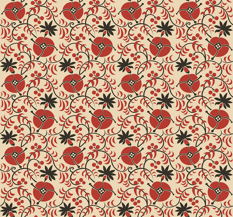 Design based on red and black vegetal shapes
