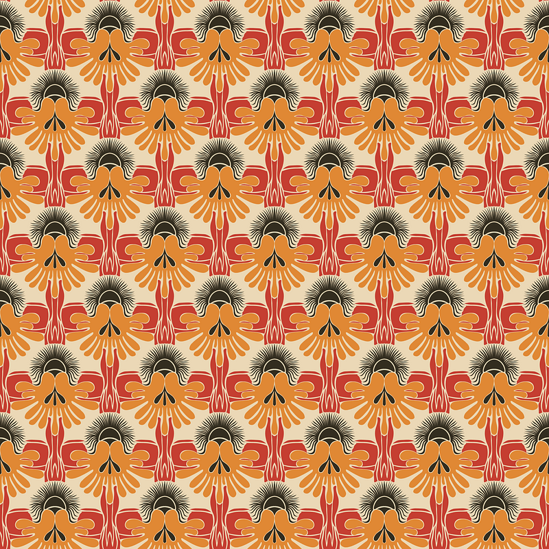 Design based on orange and red vegetal shapes