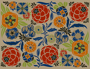 Design based on multicolored round flowers