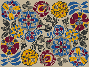 Design based on multicolored floral shapes