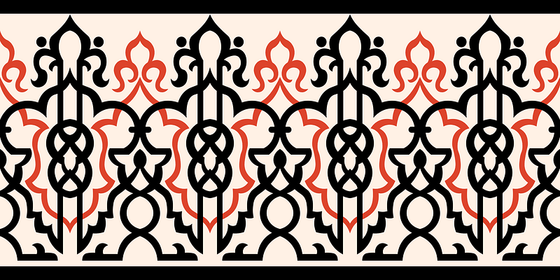 Arabesques. Stucco inlays on white marble (from the 16th century to the 18th century.)