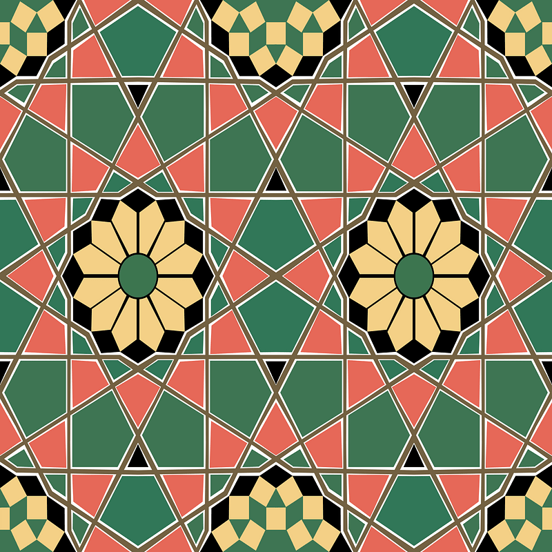 Mosaic wall covering in the tomb of Galaon el Alfi in Cairo