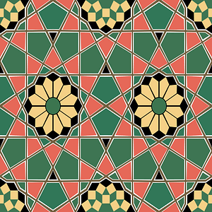 Mosaic wall covering in the tomb of Galaon el Alfi in Cairo