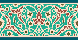 Arabesques tympanum and border of an arcade in enamelled earthenware (17th century)