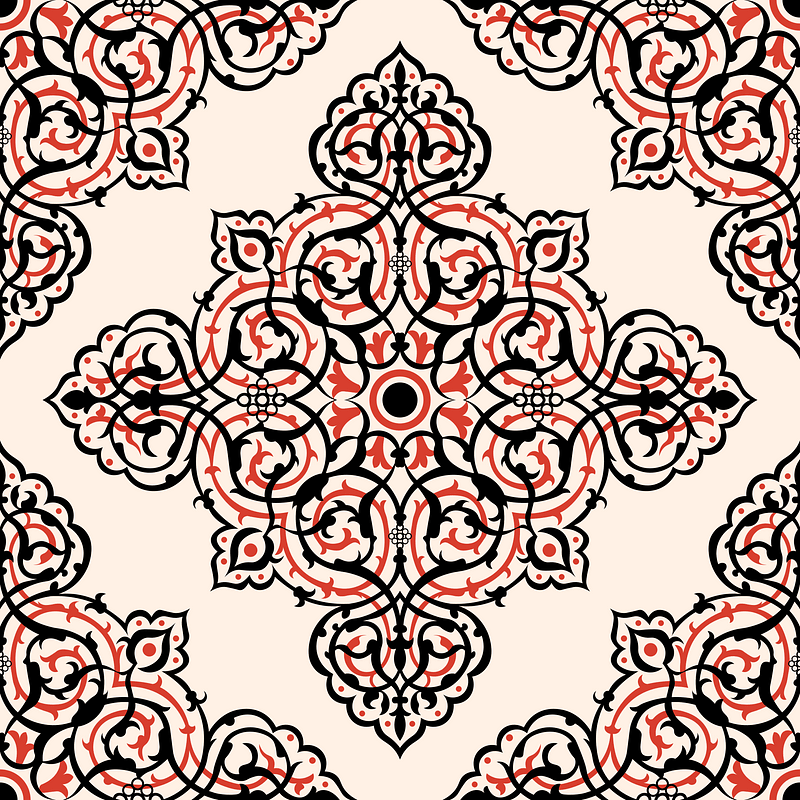 Arabesques. Stucco inlays on white marble (from the 16th century to the 18th century.)