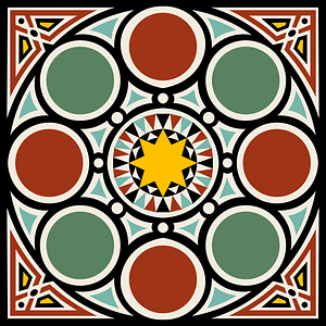 Arabesques mosaic pavement. Fragments (from the 16th to the 18th century)