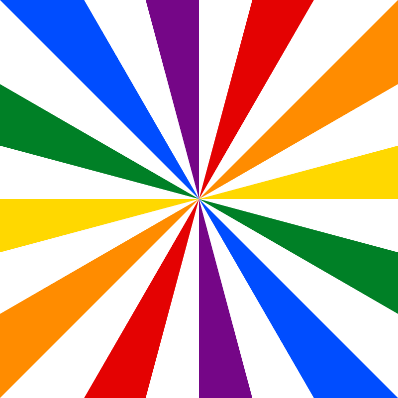 Rainbow pride starburst pattern on transparent