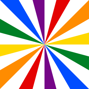 Rainbow pride starburst pattern on transparent