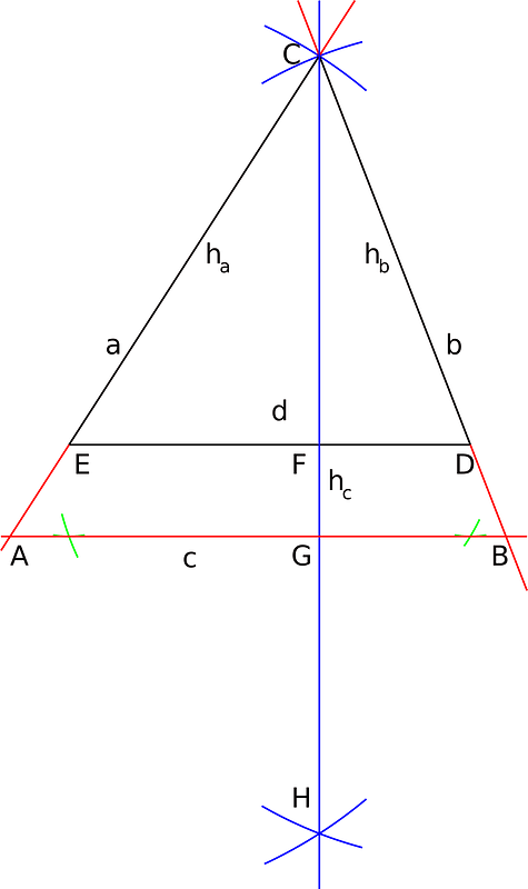 Triangle of three heights