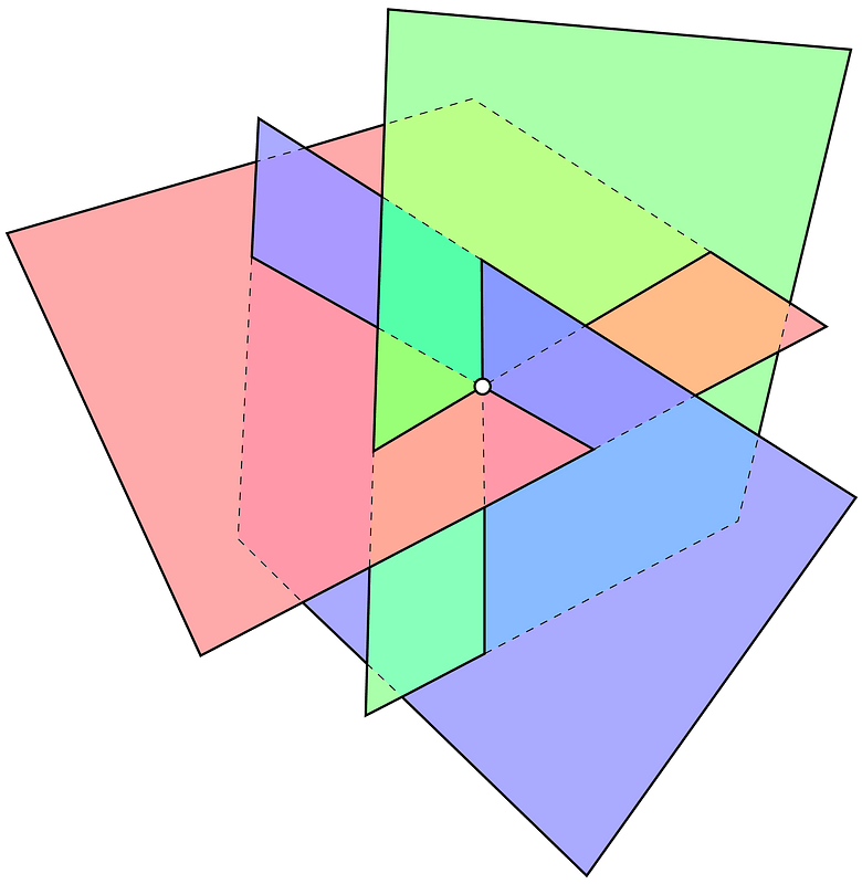 Image illustrating the intersection of three planes in true conic perspective