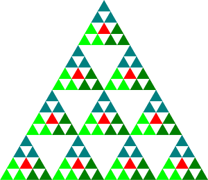 Representation of number 100 in Sierpinski Triangle