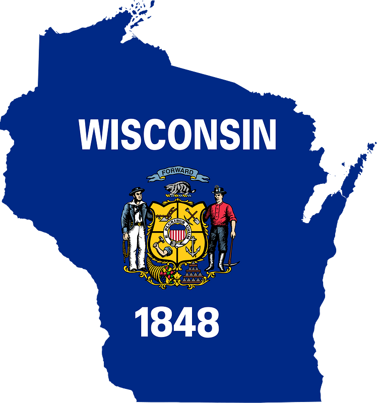 Flag map of Wisconsin