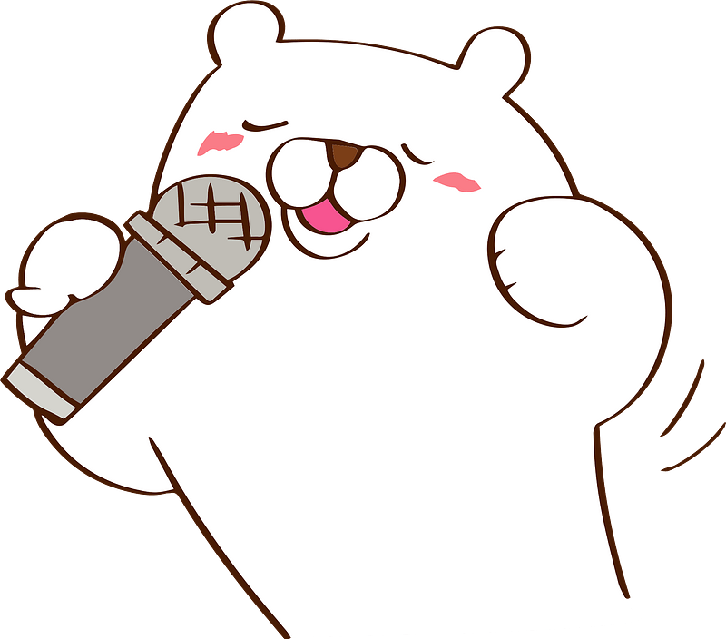 Polar bear is singing karaoke